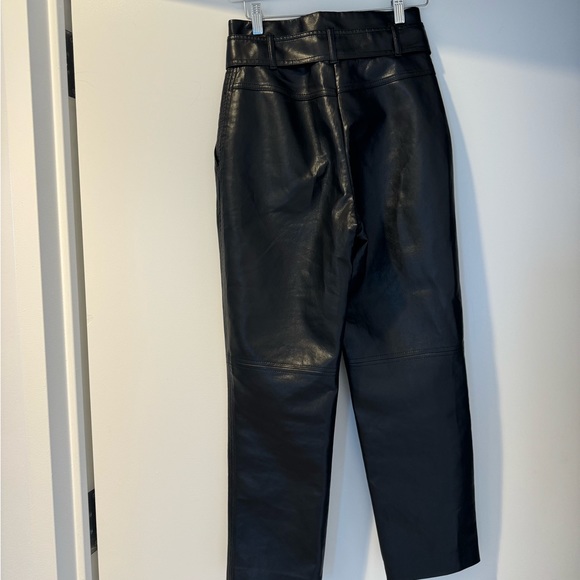 Aritzia Wilfred Faux Leather Black Trousers with Belt - Picture 3 of 6